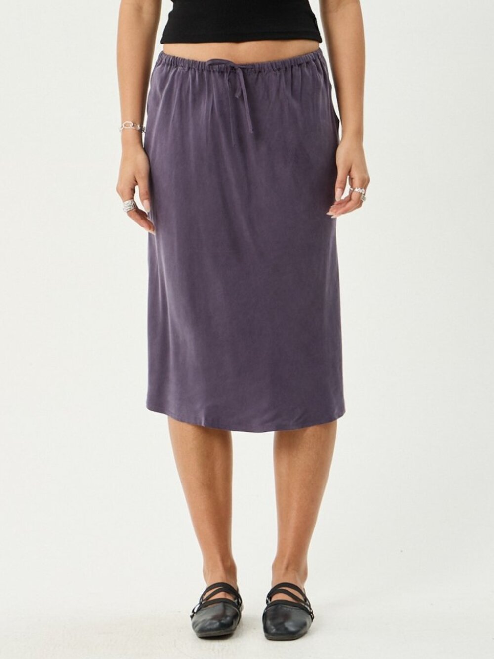 Afends Giselle Cupro Midi Skirt - Aubergine - Size Small